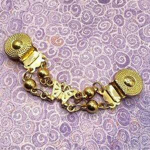 Vintage Gold Tone Butterfly Sweater Clip Grandma Chic